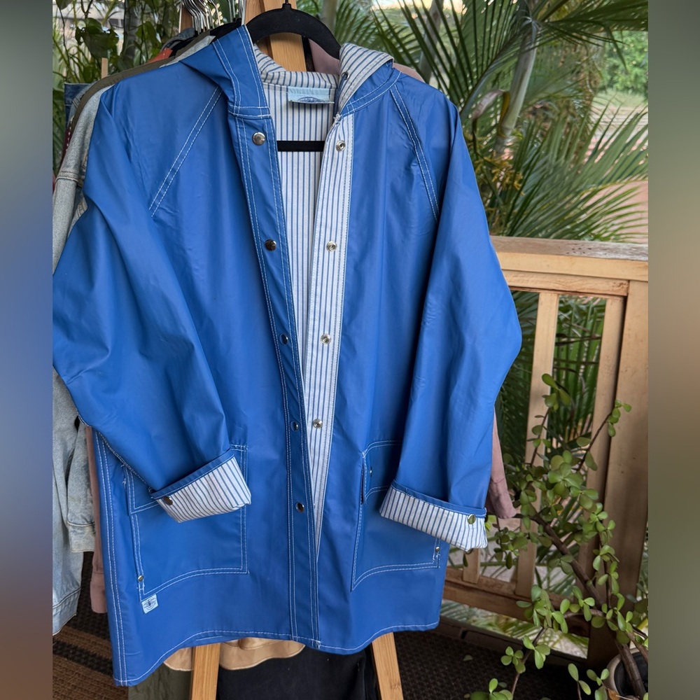 Blue Hooded Rain Jacket